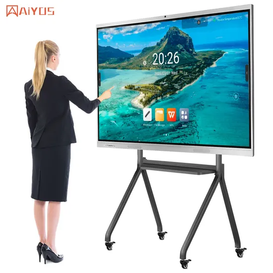 Aiyos 55 65 75 86 98 pouces 4K double OS écran tactile tableau blanc interactif tableau blanc interactif pour salle de réunion et écoles (OPS en option)