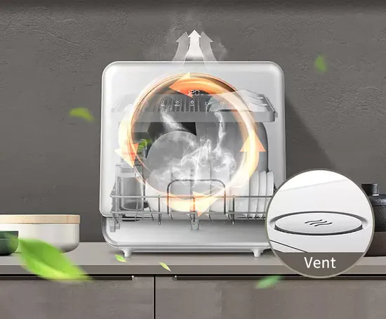 Lave-vaisselle de comptoir compact autoportant à 3 réglages pour un usage domestique